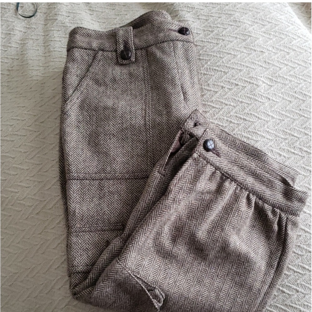 NAF NAF French Taupe Herringbone Lined Bermuda Pants